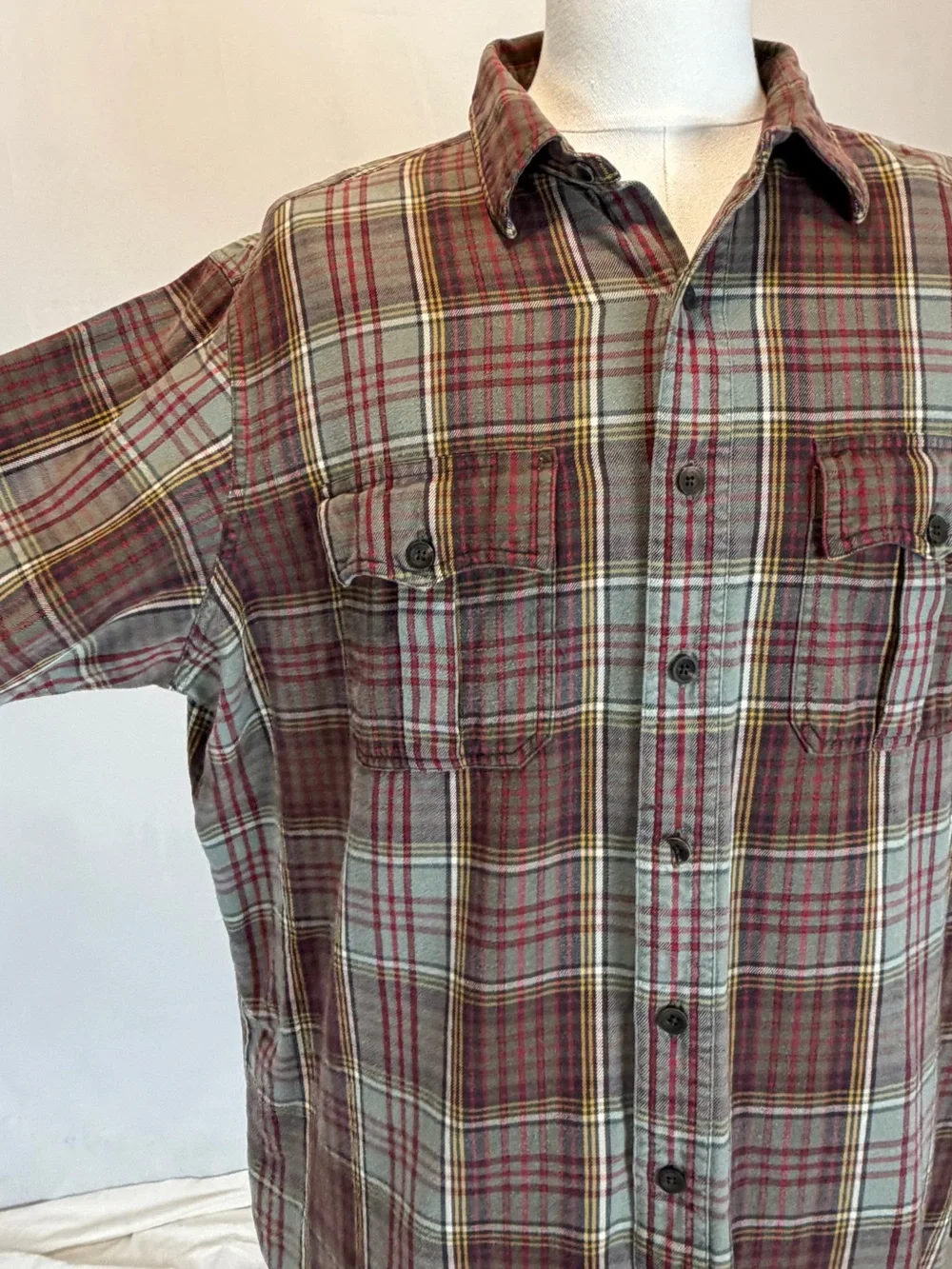 VINTAGE 90s Polo Ralph Lauren plaid flannel button down mens shirt cotton XXL